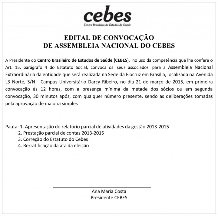 Edital de convocação Assembleia