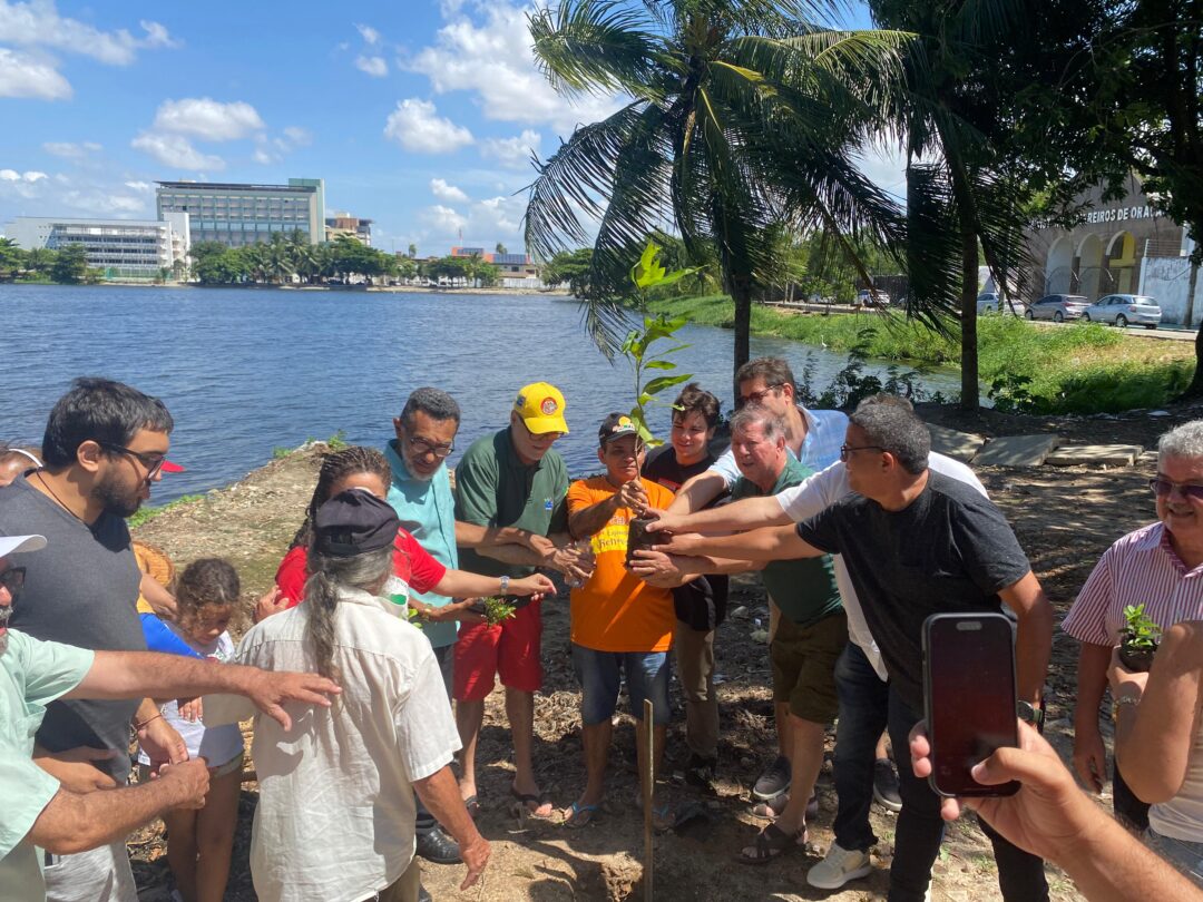 Reflorestando a margem da Lagoa do Porangabussu. Crédito: Wellington Romão
